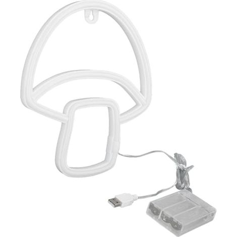 Enseigne lumineuse LED champignon - Décoration champignon mignonne pour salon, chambre d'enfant, bar, salle de jeux - Alimentation par batterie USB (1/5)