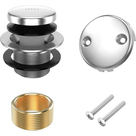(chrome plating)Brushed nickel bathtub bounce sewer set copper nut American bathtub sewer Metal Bath Drain Replacement for Bathroom (1/4)