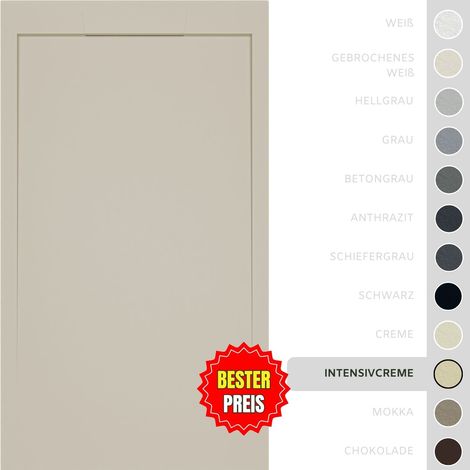 SOULBATH Ultra flache, rutschfeste Duschwanne – Harz Gelcoat – Glatte/Stein-Textur – INTENSIV CREME - 100x90 - Integrierte Rost in gleicher Farbe (1/5)