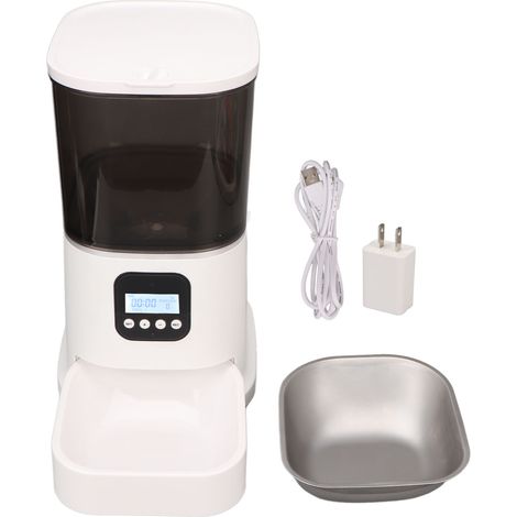 Distributeur Automatique de Croquettes pour Chien Chat 6L Corps Translucide Détachable Minuteur Intelligent 100‑240V Prise US