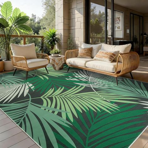 Tapis Intérieur Extérieur Balcon Terrasse 160x230cm Vert Tapis Salon Lavable Tapis Naturel Sisal pour Chambre à Coucher Cuisine Salle à Manger Jardin Arrière-Cour (1/5)