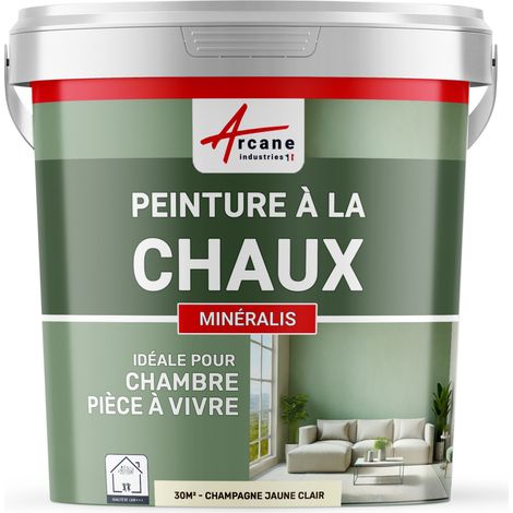Peinture chaux, naturelle : peinture sans émanation, mineralis - 30 m² (5 kg en 1 couche) Champagne Jaune Clair - ARCANE INDUSTRIES (1/5)