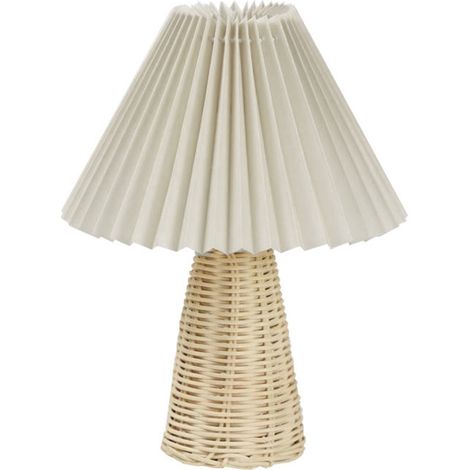 Lampe de chevet plissée avec base en rotin, style vintage, lumière douce et chaude pour la décoration de la chambre (1/5)