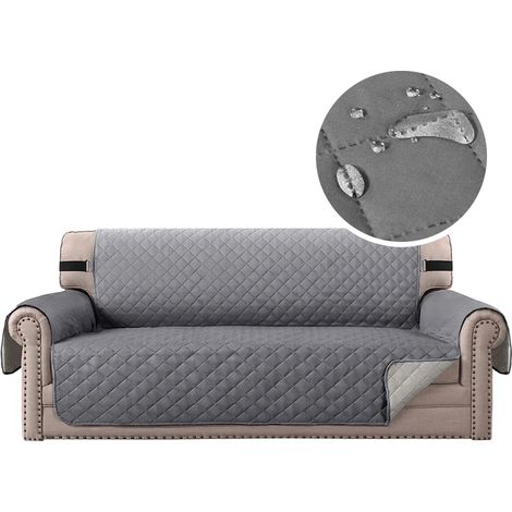 COPRI DIVANO per divano 3 posti 167cm IMPERMEABILE, GRIGIO, trapuntato