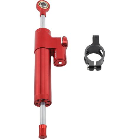 Stabilisateur d'amortisseur de direction de moto universel réglable en alliage d'aluminium pour vélo moto rouge. (1/2)