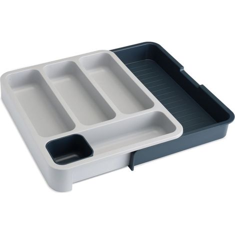 Cajón organizador para cubiertos Joseph Joseph DrawerStore, bandeja ajustable, compartimentos profundos, almacenamiento para utensilios grandes, gris, fácil de limpiar (1/5)