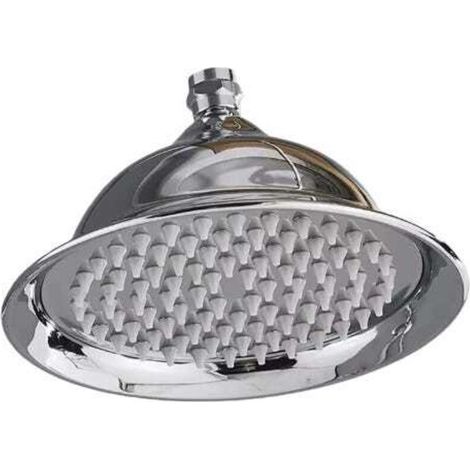 Pommeau de douche rond en acier inoxydable de 20 cm (8 pouces), style européen, style vintage, argenté (1/3)