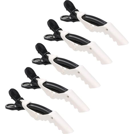 5 pinces crocodile en plastique antidérapantes pour coiffure, clips de sectionnement pour cheveux fins, lot de 5 (1/5)