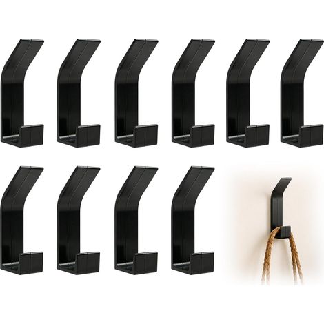 Set mit 10 robusten, selbstklebenden Wandhaken – Multifunktional für Bad, Küche, Schlafzimmer oder Flur – Minimalistisches und modernes Design in Schwarz (1/5)