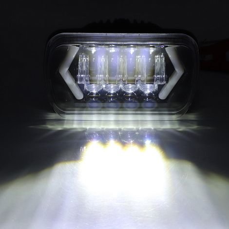 7-Zoll-Vierkant-LED-Scheinwerfer für Autos, geeignet für Jeep-Tagfahrlicht und 57-Scheinwerfer (Fern- und Abblendlicht). (1/4)