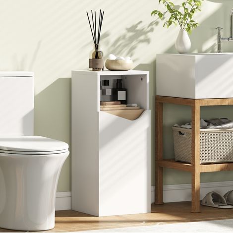 Mueble de baño estrecho 30 x 30 x 71,5 cm, estantes regulables, blanco DESVIAE (1/5)