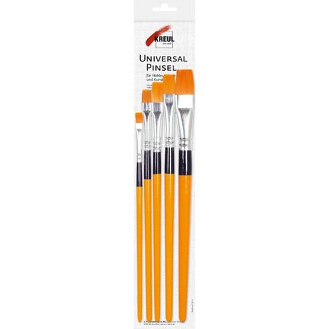 Kreul Hobby Line Universalpinsel Synthetics flach, 5er Set Pinsel & Stifte