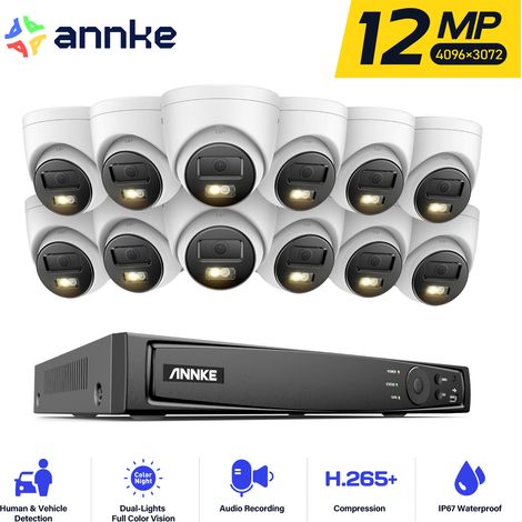 ANNKE 12MP PoE Überwachungskamerasystem Außen,12 x 12MP Tower Kameras PoE IP Farbnachtsicht,24/7 Aufzeichnung (1/5)