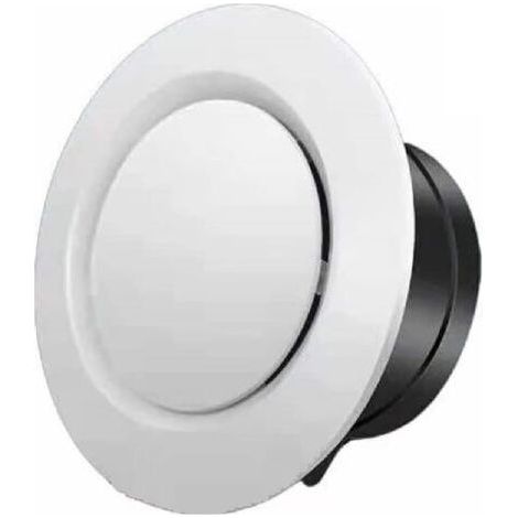 Grille d'aération cintrée, adaptée à la ventilation des salons, combles, salles de bains, etc., blanche - diamètre d'ouverture 70 mm. (1/4)