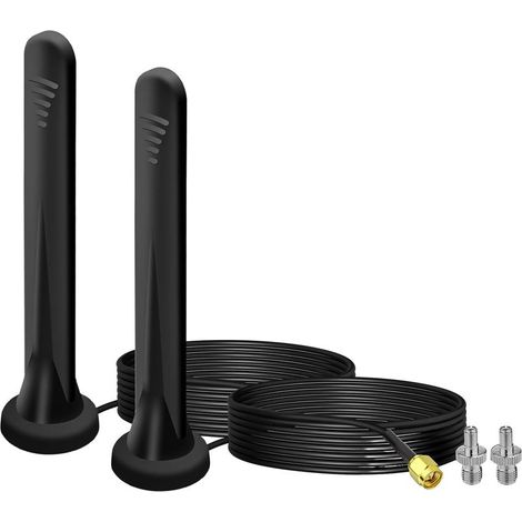 Lot de 2 antennes 5G LTE - Amplificateur de signal omnidirectionnel - Connecteur SMA TS9 - 15 dbi - Base magnétique - Avec câble de 3 m - Pour routeur 3G/4G/5G/GSM/GPRS - Passerelle IoT Smart Home (1/5)