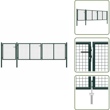 Gartentor grün - vidaXL Gartentor aus Stahl 400 x 100 cm Grün - Gartentor mit Schloss