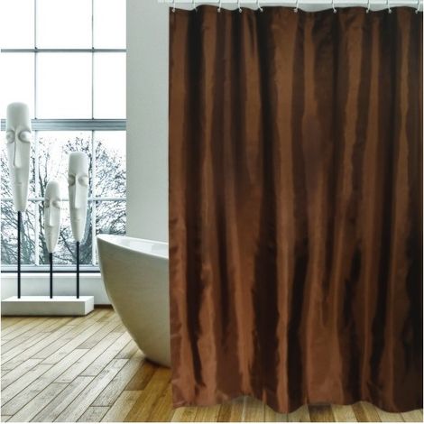 Rideau de douche Polyester 180x200cm Chocolat - Anneaux inclus MSV (1/4)