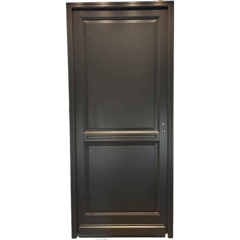 Gd Menuiseries – Porte d'entrée en bois pleine Elina H215 x L90 cm – Ouverture gauche – Conception robuste pour rénovation – Design moderne (1/5)