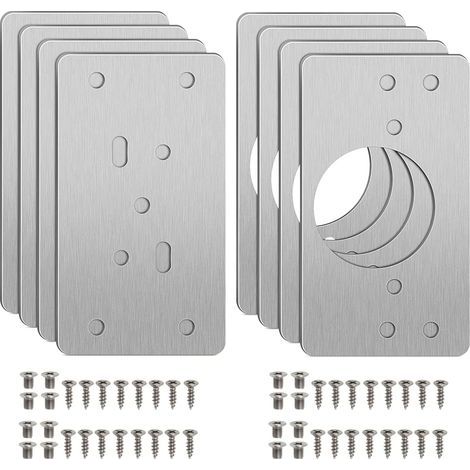 Plaque Reparation Charniere Porte D'armoire avec Trou, 8pcs Kit de Réparation Charnière Meuble Acier en Inoxydable avec Vis, Hinge Repair Kit pour Installation de Charniere Porte Placard (1/5)