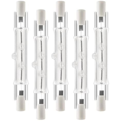 Lot de 5 ampoules halogènes linéaires R7s 118 mm 200 W 230 V, à intensité variable, pour travaux de construction (200 W). (1/5)