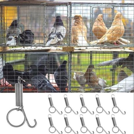 Clips à ressort pour portes de cages à lapins - Lot de 10 - Crochets de fixation pour mangeoires dans les cages à poules, canards, lapins et pigeons - Grande taille 2 x 7,5 cm (1/2)