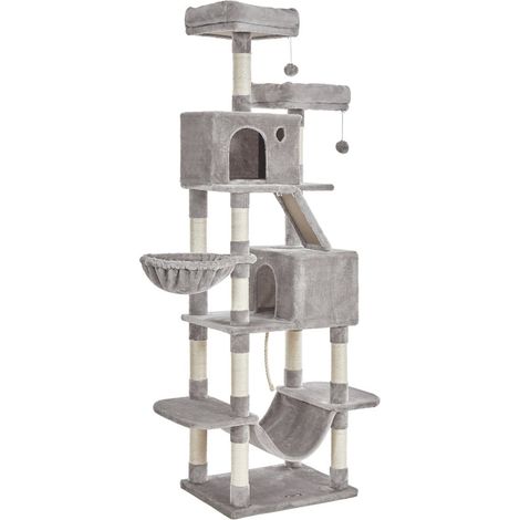 Gran rascador para gatos torre de juego 206 cm gris claro 120001141 (1/3)