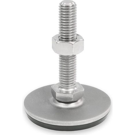 Ganter Normelemente GN 41-40-M10-50-D3-SK 41-40-M10-50-D3-SK-Piedini in Acciaio Inox  Gomma Vulcanizzata, Argento, Gewinde d2: M10X50