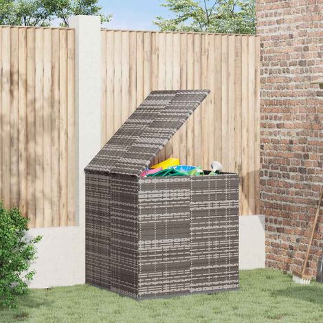 vidaXL Baúl de cojines para jardín de ratán PE gris 100x97,5x104 cm (1/5)