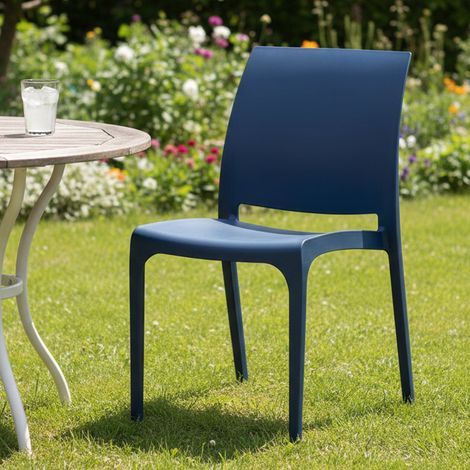 Dmora - Sillas de Jardín Camo, Silla de jardin, Asiento exterior multiusos, Banco de jardín, Made in Italy, 54x46 h80 cm, Azul (1/4)