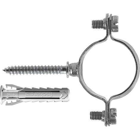 Fischer Collarino Zincato Leggero CZV per Fissaggio di Tubi Elettrici in Acciaio, Plastica e Multistrato, Serraggio 22 mm, Include Tassello SX Plus 6 e Vite Doppia M6, 10 Pezzi, 567638 (1/3)