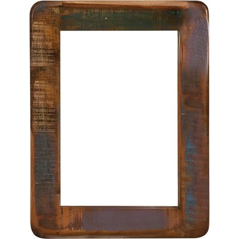 Miroir rectangulaire vintage en bois massif recyclé coloré Elija (1/3)