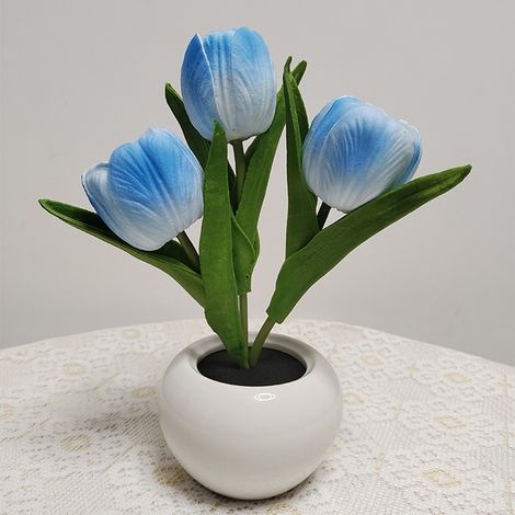 Lampe tulipe décorative d'intérieur, lampe de table LED simulant un pot de fleurs de tulipe, lampe veilleuse d'ambiance, cadeau (1/5)