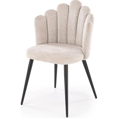 Chaise tissu beige dossier coquillage Aline (1/5)