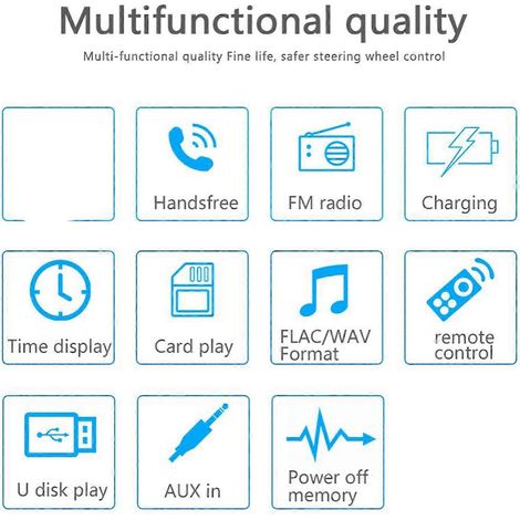 12V 1DIN Autoradio Bluetooth MP3 Stéréo Multimédia, Lecteur MP3 avec Radio FM, Télécommande Incluse (1/4)