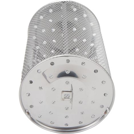 Rollbarer Grillkorb aus Edelstahl, Grillkorb mit Rädern und Gabel, zylindrischer Drahtkorb für Camping, Picknicks und Partys, 18 cm hoch (1/4)