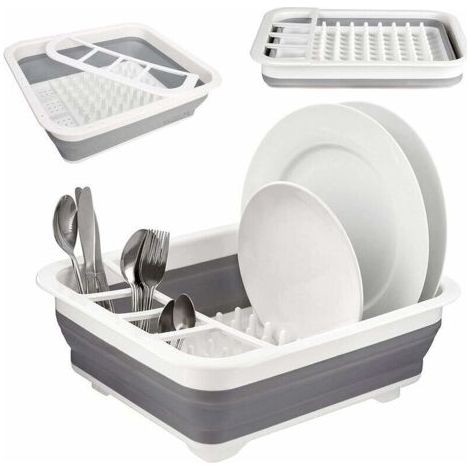 QORVA-Égouttoir Pliable, Vaisselle Porte-Couverts Pliant, évier Cuisine, Camping Plastique Silicone egoutoire Vaisselle Cuisine Pliable (1/5)