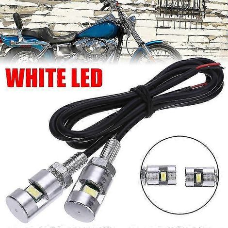 Mayitr Lot de 2 ampoules LED blanches SMD 12 V chromées pour plaque d'immatriculation gauche/droite de moto. (1/5)