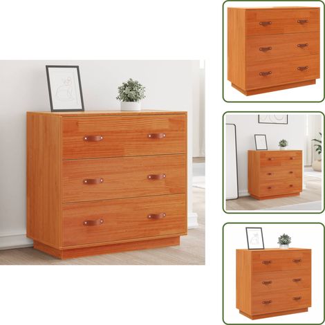 Buffet cire marron 80x40x75 cm bois massif de pin - Buffet - Meuble De Rangement - Commode - Bois Massif - Pin (1/5)