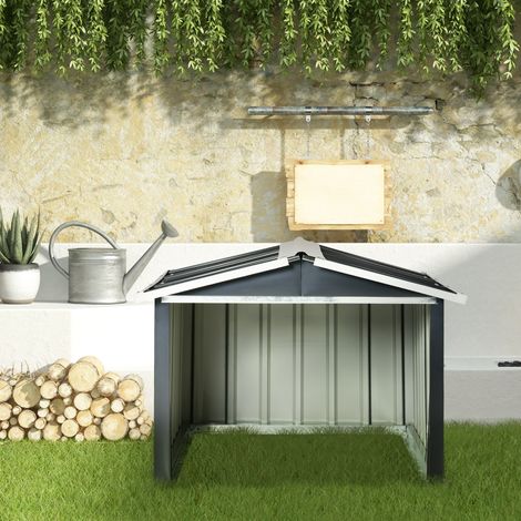 Outsunny Gartenhaus für Mähroboter – Garage für Mähroboter – Graues Stahlblech