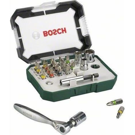 Set embout de vissage Bosch (Kit 26 pieces, Assortiment d'embouts de vissage avec cliquet) (1/2)