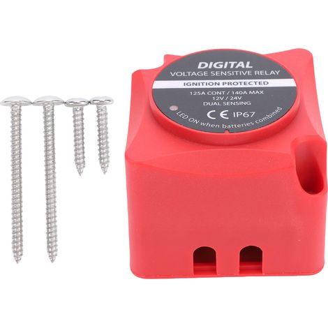 Relè digitale sensibile alla tensione VSR, doppio isolatore intelligente per batteria 140A, impermeabile, con ricarica automatica per auto, camper, ATV, UTV, imbarcazioni, veicoli fuoristrada, colore  (1/5)