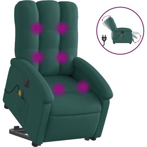 Fauteuil de massage électrique inclinable en tissu vert foncé (1/5)