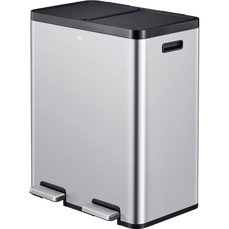 EKO, Poubelle à pédale Recycler, en acier, 60 l, collecteur à