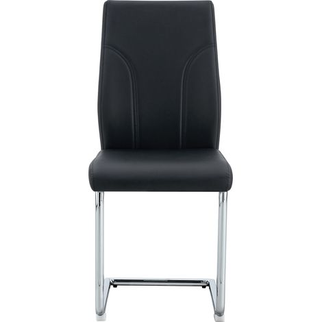 ELVMI Juego de 2 Sillas de Comedor, Diseño Clásico, Asiento de Espuma, PU Negro y Plateado (1/5)