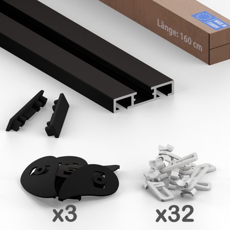 Gardinenschiene 2-läufig 160 cm Aluminium Schwarz Vorhangschiene Deckenmontage (1/5)