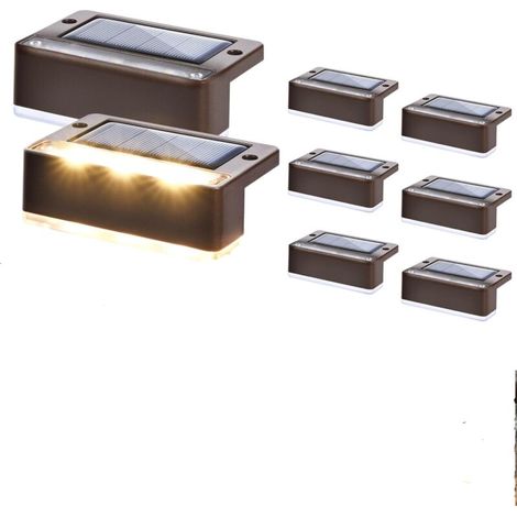 royaluxe -Lumiere Solaire8 Lampes solaires d'extéri encapsulées blanc chaud, étanches, pour escaliers, marches de clôture, jardin, terrasse, éclairage décoratif extéri (marron), allées, pelouse, extér (1/5)