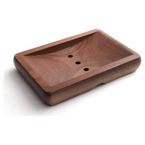 Support à vaisselle en bois de noyer noir pour douche. avec trous creux. porte-éponge de cuisine fait à la main pour voyage et maison. 11.7 x 9.2 x 2.2 cm (1/5)