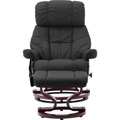 Maison Exclusive - Poltrona Massaggi Reclinabile Grigia Similpelle e Legno Curvato (1/5)