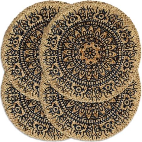 set de table rond en jute bleu foncé de 38 cm (1/5)