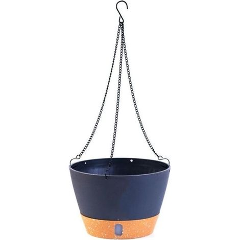 Jardinières suspendues, 16.5 cm de diamètre pour l'intérieur et l'extérieur, Pot de Fleurs Suspendu avec Trou de Drainage et 2 Crochets pour Le Jardin et la Maison (Noir) (1/5)